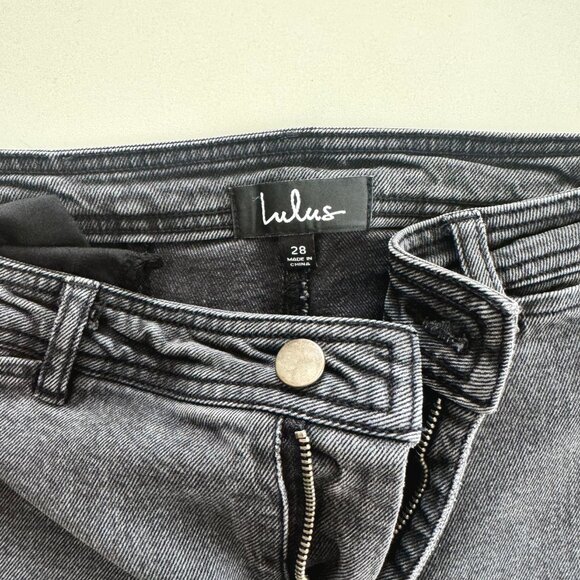 LULUS - Dark Gray Washed Wide Leg Jeans - Picture 3 of 5